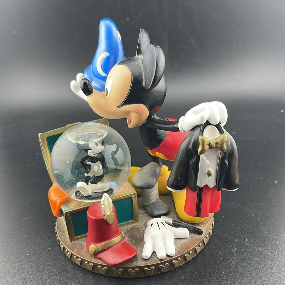 Disney Parks Mickey Mouse Snow Globe Steamboat Willie Fantasia Trunk Figurine - Picture 2 of 4